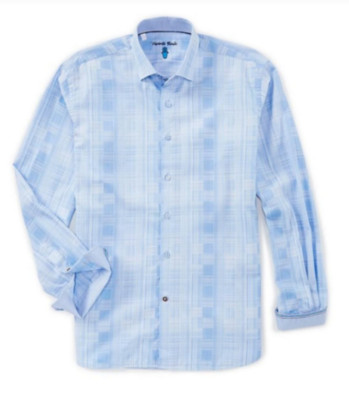 $125.00 Visconti Black Long-Sleeve Woven Shirt Cotton Sky, Blue, L