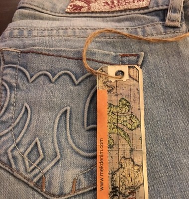 Mek Denim Moscow Low Rise Boot Cut Womens Jeans Size 26x34 $135
