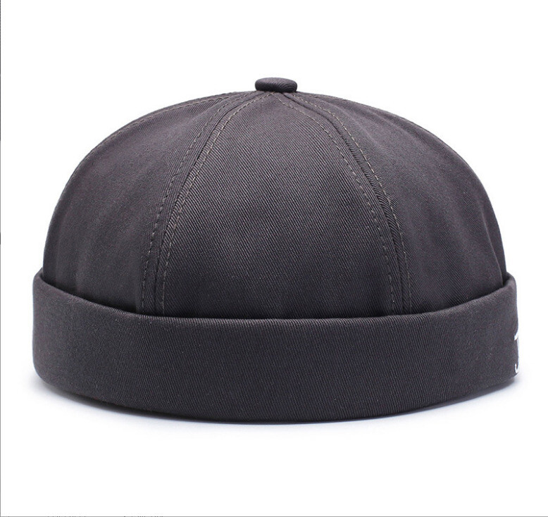 US Men Skullcap Sailor Cap Landlord Hat Beanie Rolled Cuff Retro Brimless Hat