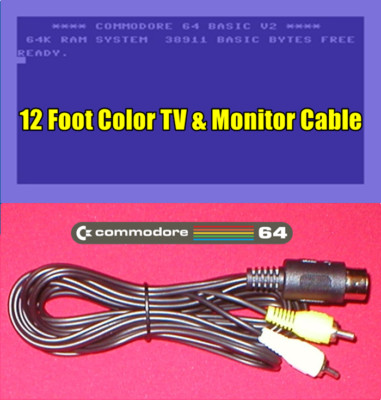 12Ft Color AV TV & Monitor Composite Cable for Commodore C116 16 Plus/4 Computer