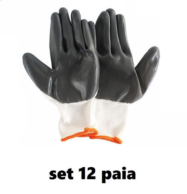 Set 12 Coppie Paia Guanti Da Lavoro Antiscivolo In Nitrile Nylon Taglia 9 dfh