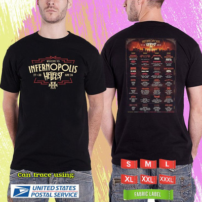 HELL FEST FRANCE 2024.WELCOME TO INFERNOPOLIS HEELFEST.BLACK DOUBLE SIDED T-SHIR