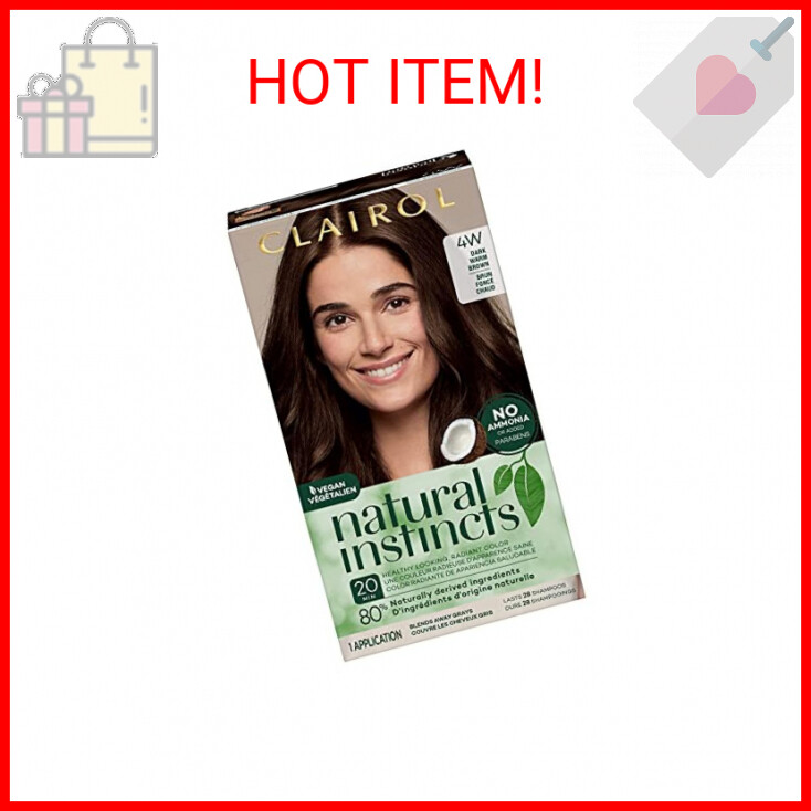 Clairol Natural Instincts Demi-Permanent Hair Dye, 4W Dark Warm Brown Hair Color
