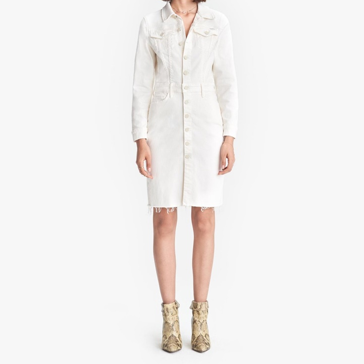 Pre-owned Mother The Cover Up Knee Fray / Cream Puffs In White