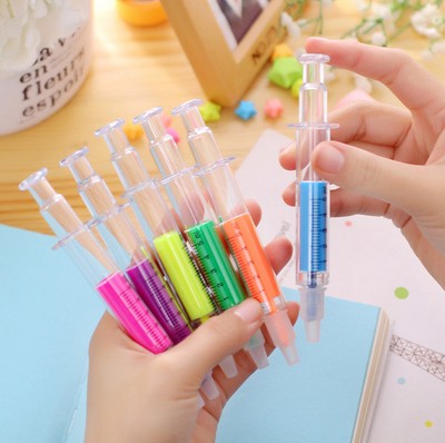 Fluorescent Needle Syringe Tube Highlighter Marker pen Writer Office Stationery