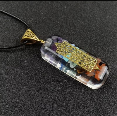 7 Chakra Orgone Energy Generator Pendant Copper Coil Orgonite Necklace HANDMADE