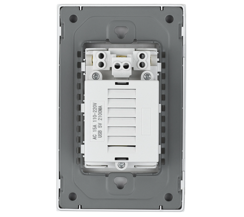 Dual Wall Outlet with USB Ports Charger AC Power Receptacle Plate Panel 15A 120V