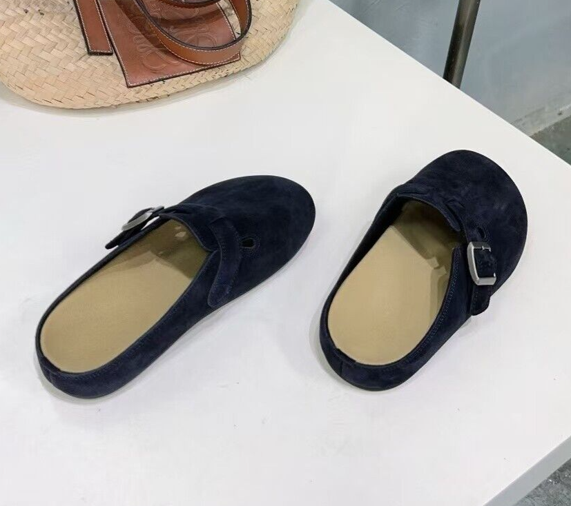 THE ROW THE ROW WOMEN BERKEN HALF SLIPPER SHOES BLACK