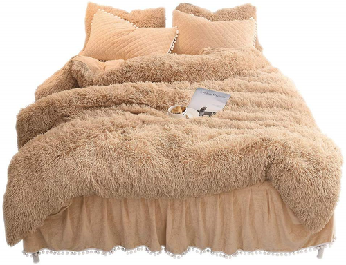 Liferevo Luxury Plush Shaggy Duvet Cover Set 1 Faux Fur Duvet