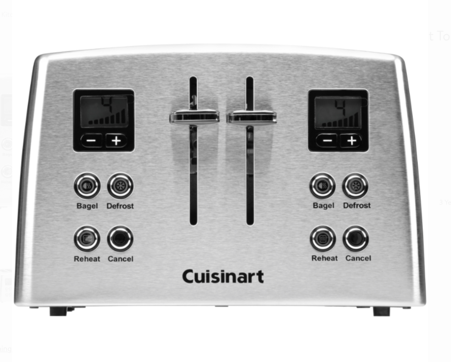 Cuisinart Compact 4-Slice Toaster Stainless Steel Bread Bagels Defrost Reheat