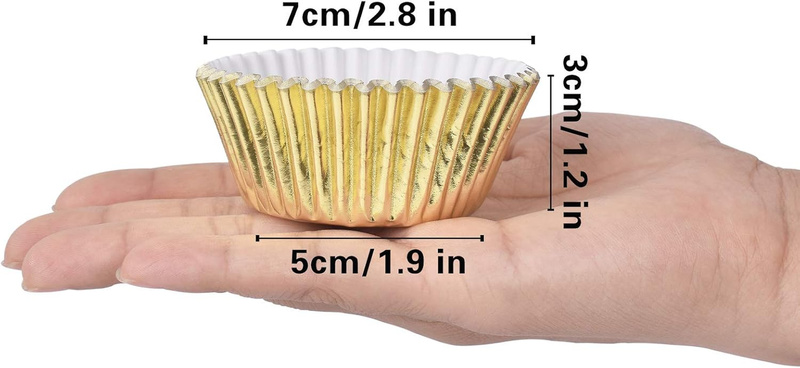 100Pcs Foil Metallic Cupcake Liners Baking Muffin Paper Cups Cases for Weddings,