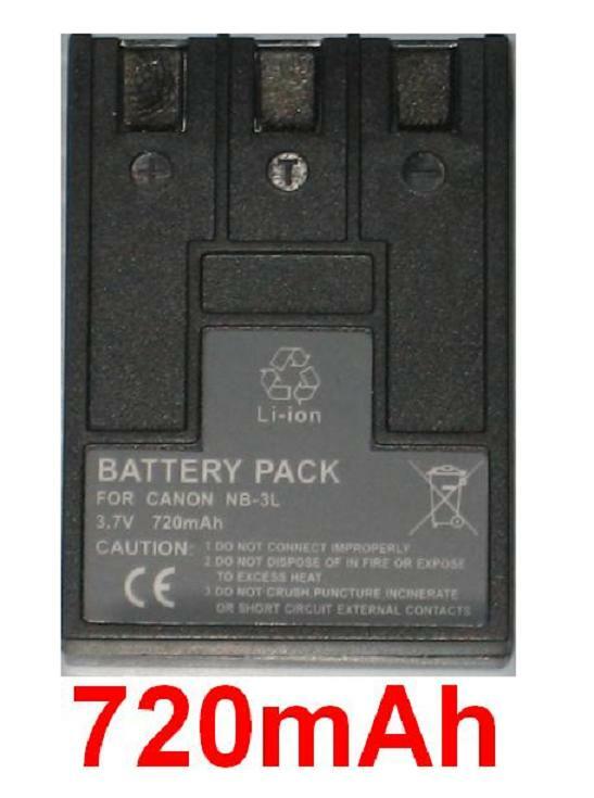 Batterie 720mah Nb-3l Nb3l Pour Canon Digital Ixus 700, Powershot Sd500 Sd550