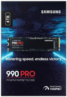 NEW SAMSUNG SSD 990 PRO 4TB PCIe 4.0 M.2 2280 Read Up-to 7,450MB/s MZ-V9P4T0B/AM