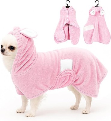 Pet Bathrobe Towel Dog Cat Drying Coat Super Absorbent Cute Dogs Bath Towel Hood