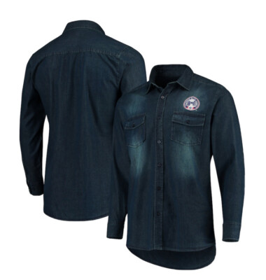Columbus Blue Jackets Antigua Outlook Long Sleeve Denim Shirt Extra Large XL