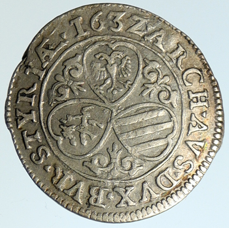 1632 AUSTRIA Holy Roman Emperor FERDINAND II Heart Silver 3