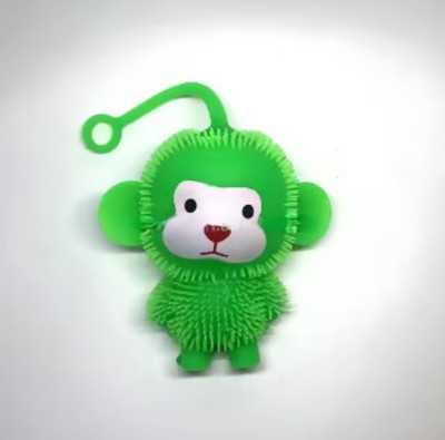 Flashing Animal Monkey Soft Puffer Ball Squishy Toy NWT!