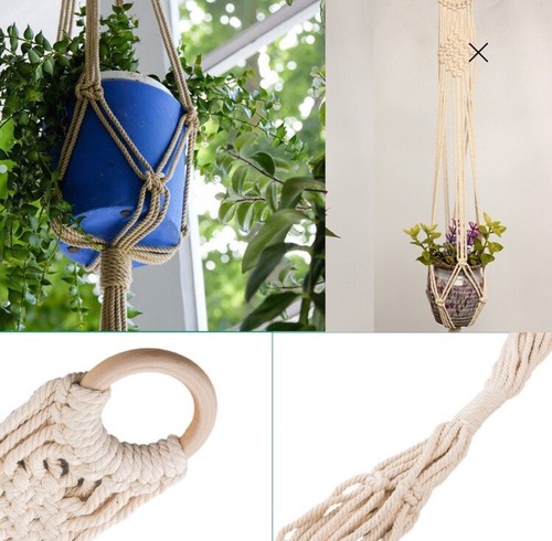 2 pack Pot Holder Macrame Plant Hanger Planter Hanging Basket Jute Rope