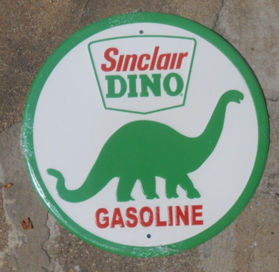 Sinclair Gas Station Metal Embossed Sign ~ 11 1/2 Inch Diameter ~ Free Shipping!