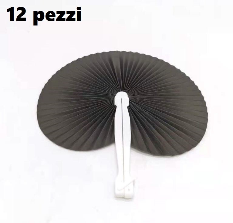 Set 12 Pezzi Ventaglio Nero Tascabile Feste Matrimonio Caldo Estate bal