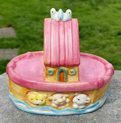 4.75'' Ceramic 2pc NOAH'S ARK TRINKET / JEWELRY BOX Kids Children Religious 