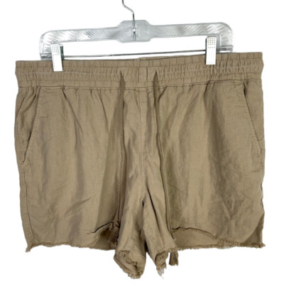 Time and Tru Size L 12-14 Womens Linen Soft Elastic Waist Pull On Pockets Shorts