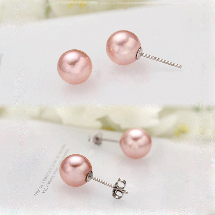 6/8/10/12mm Natural South Sea Shell Pearl Stud Earrings 925 Sterling Silver Set