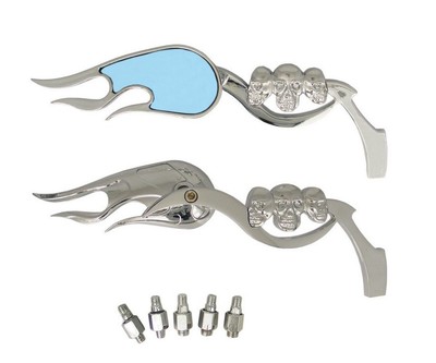 Pair Retro Skull Head Of Death Custom Motorcycle Harley Intruder Shadow Trike -