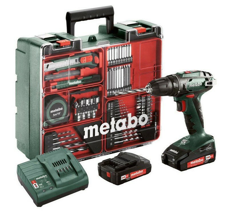Metabo Akku-Bohrschrauber BS 18 mit Zubehör im Kunststoffkoffer (602207880) 