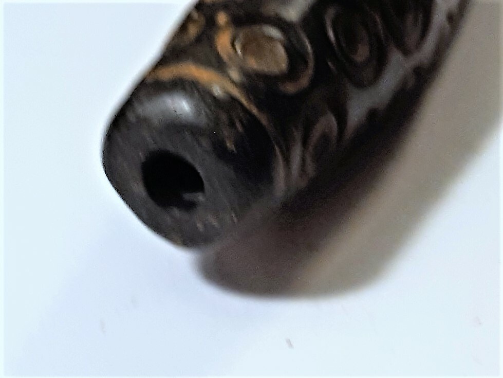 Ancient Meteorite Jade 42 Eyed Dzi Bead 78 x 20 mm