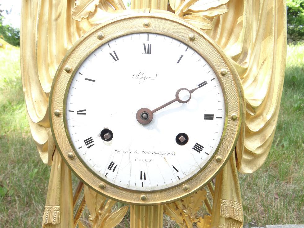 French Empire Gilt Bronze Clock Roman Soldier Sword Spear War Battle Helmet axe