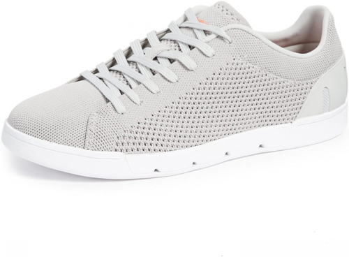 Pre-owned Swims Men's Lightweight Breeze Tennis Knit Machine-washable Sneakers In Light Grey/white