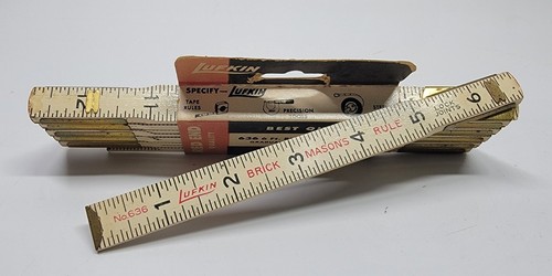 Vintage 1950s? NOS Lufkin 636 - 6' Red End Brick Mason's Rule -  Made In USA