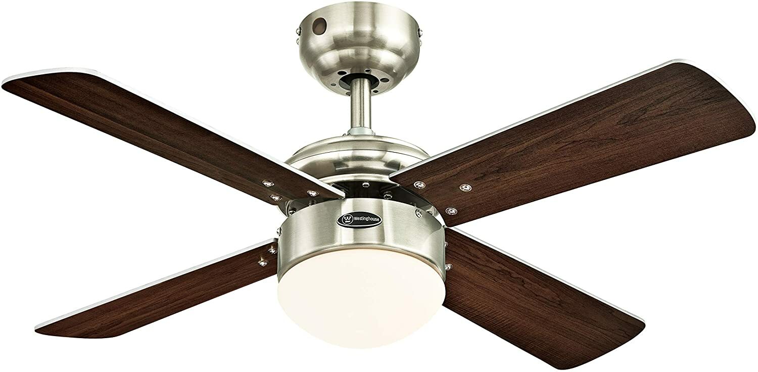 großer Deckenventilator Potkuri Messing Antik 132 cm Flügel Eiche