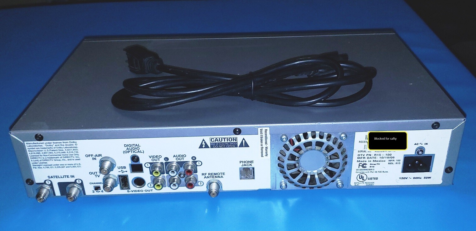 DIREC-TV DVR Receiver R15-100 with Cable for parts