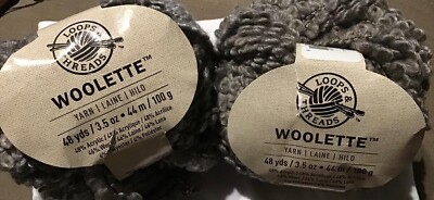 ~~2~~Woolette ~Loops & Threads Yarn 3.5oz Color Gray