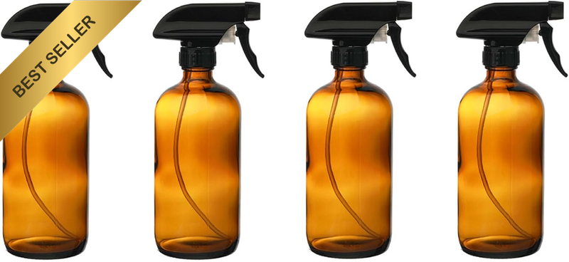 4Pcs Amber Fine Mist Glass Spray Bottles, Refillable Leakproof Empty Bottles for