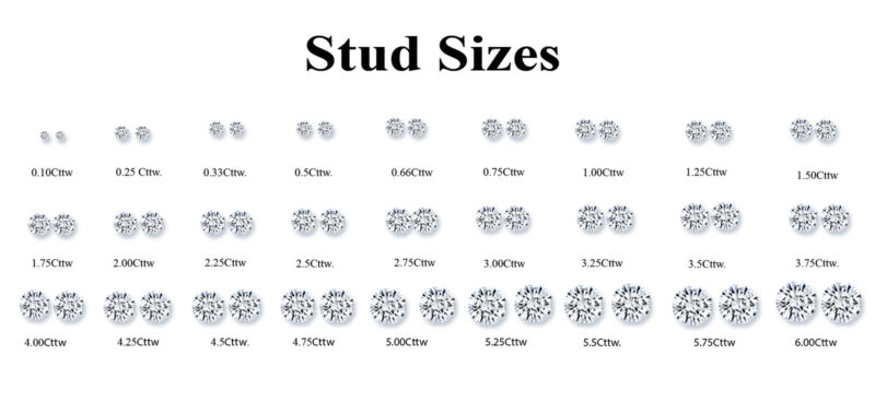 Simulated Round Solitaire Stud Earrings 6 Prong Push Back Solid 10k White Gold