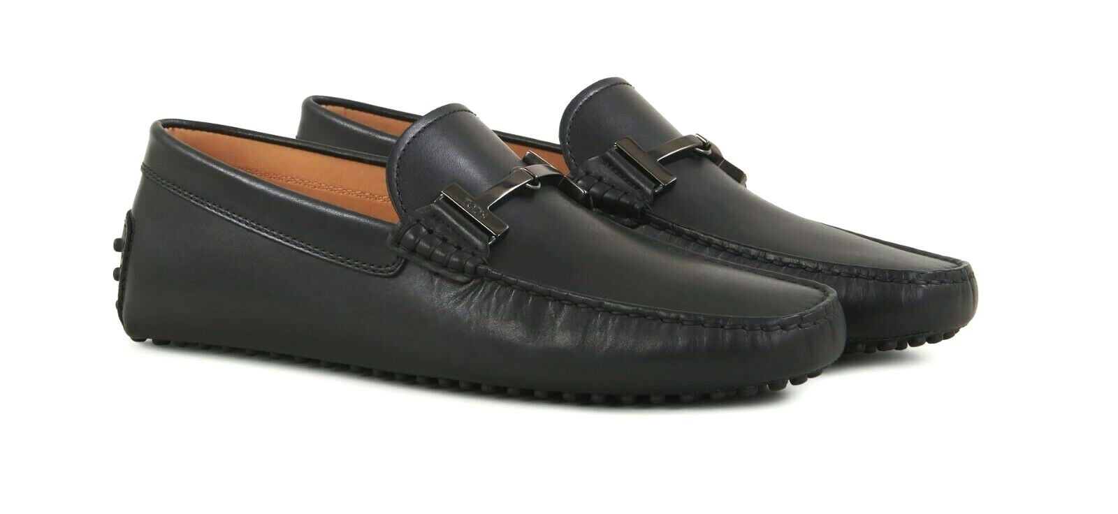 Pre-owned Tod's Men's Shoes Loafers Gommino Driver Double T $675 Мужская Обувь 男鞋 남성용 신발 In Black