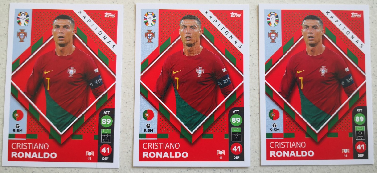 3 cards EURO 2024 LIDL Topps Match Attax Portugal Christiano