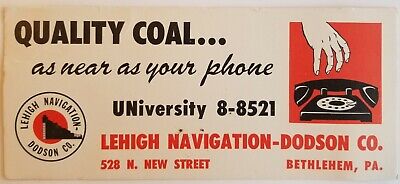 Vintage Ink Blotter Paper Advertising Coal Lehigh Navigation Weston Dodson E1B