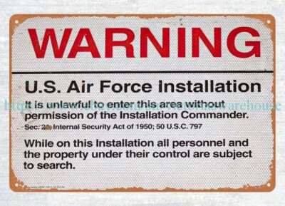 warning unlawful to enter US Air Force Warning metal tin sign wall hangings