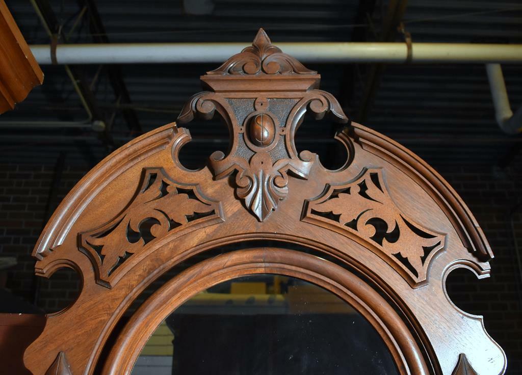 Antique Rennaisance Revival 3-Drawer Marble Top Walnut Dresser & Vanity Mirror