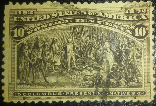 Travelstamps:1893 US Stamps Scott #237 Presenting Natives 10cents used, ng