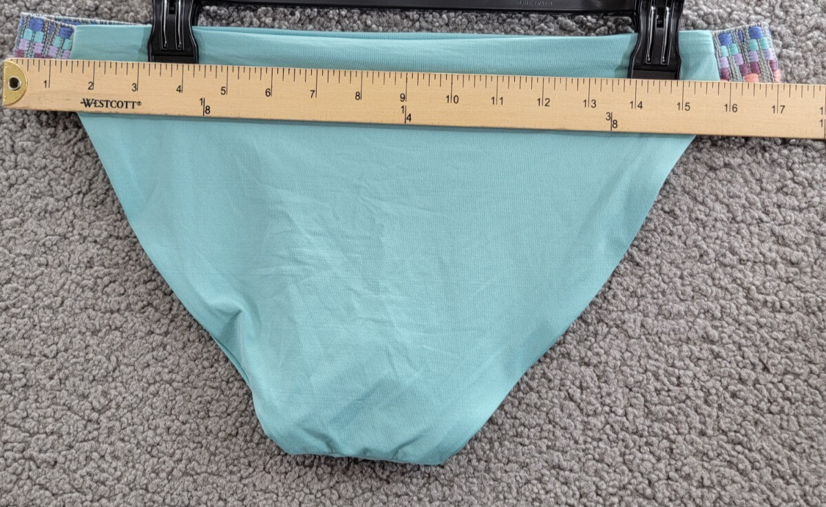 BECCA Fiesta Avery Low Rise Bikini Bottom Women's L Mineral Crochet Trim Pull On - Picture 9 of 14
