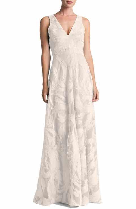 

DRESS THE POPULATION Сутажное платье Marlene цвета слоновой кости с глубоким вырезом и вышивкой, Цвет слоновой кости