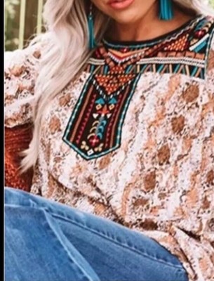 Gypsy/Good Vibes Hippy Native American All Styles Come 2 Mind Embroidery Shirt