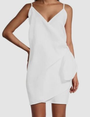 $209 Faithfull the Brand Women's White Linen Wrap Minidress Size S