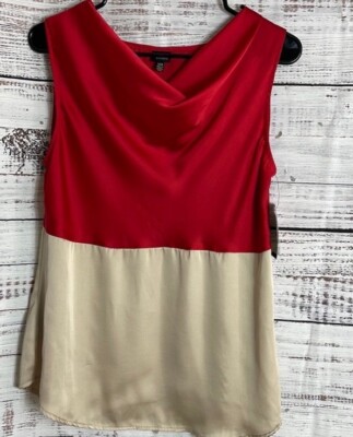 Rafaella studio Top womens small scarlett sleeveless satin Cowl Neck Blouse New