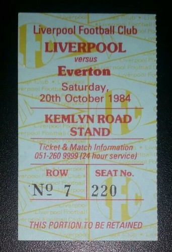 1984/85 ORIGINAL DIVISION ONE TICKET LIVERPOOL v EVERTON  Everton